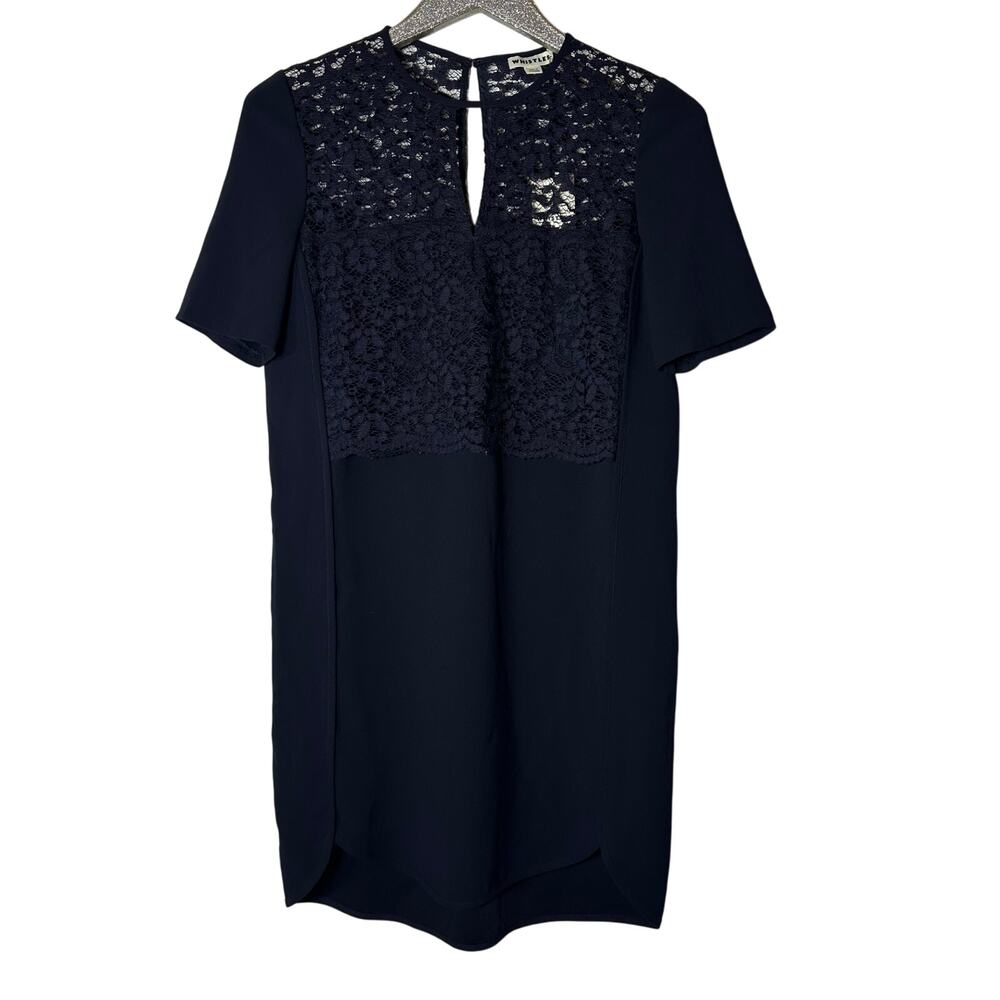 Whistles Leila Lace Dress Navy Blue NEW